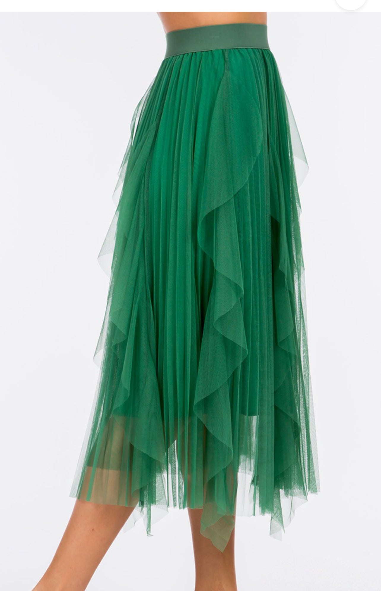 RUFFLE ASYMMETRIC TULLE SKIRT