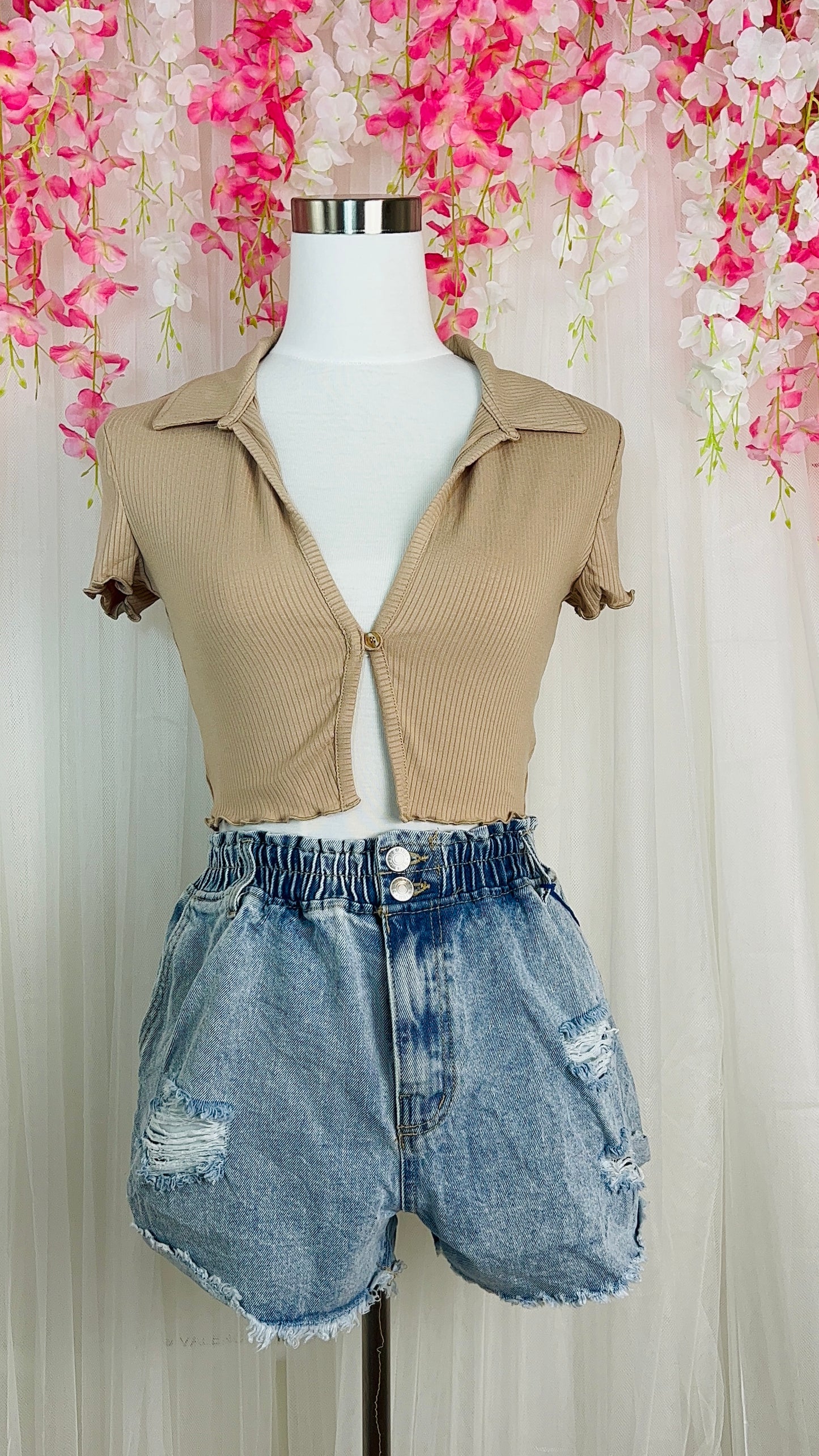 Button Front Crop Top
