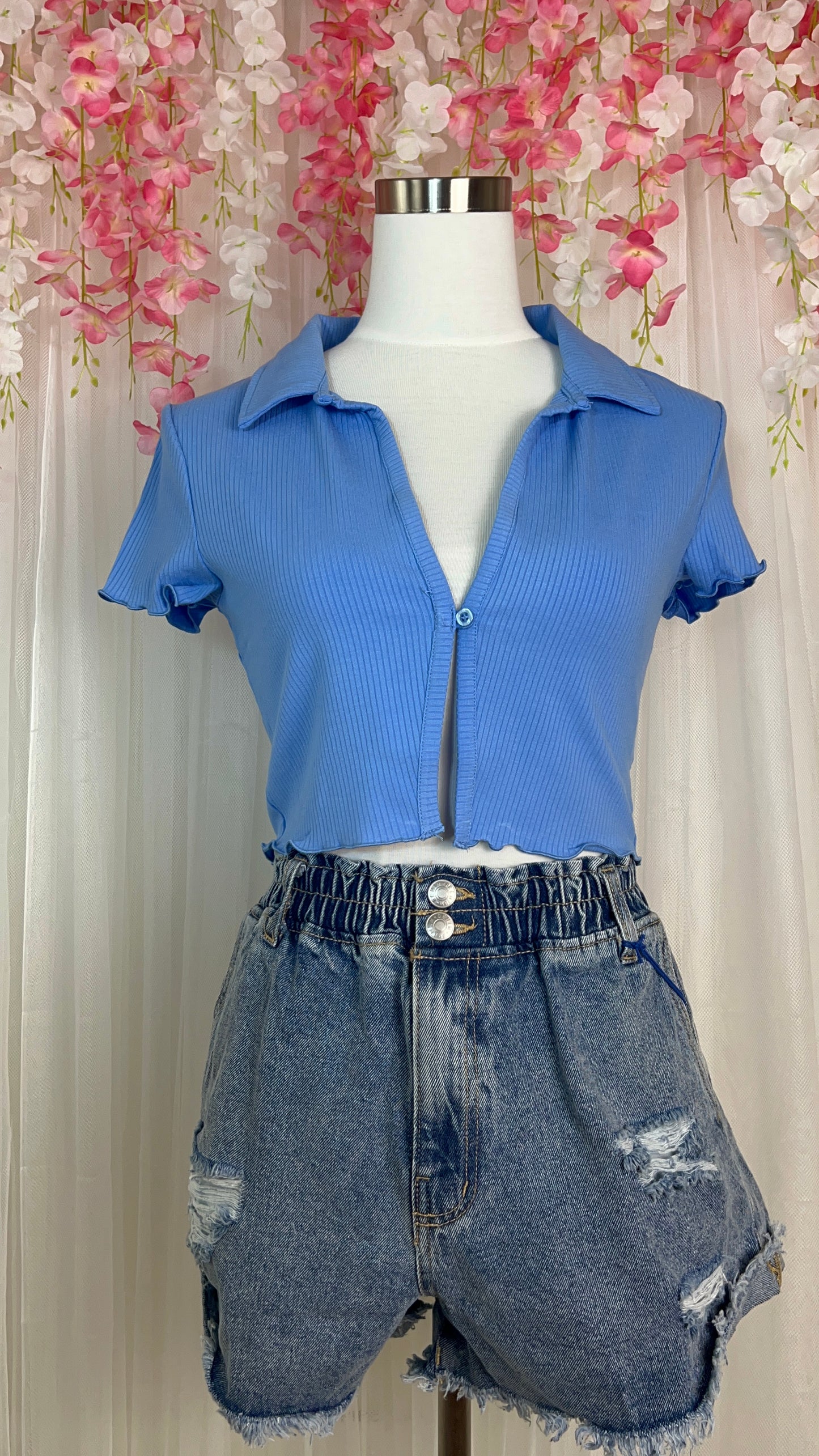 Button Front Crop Top