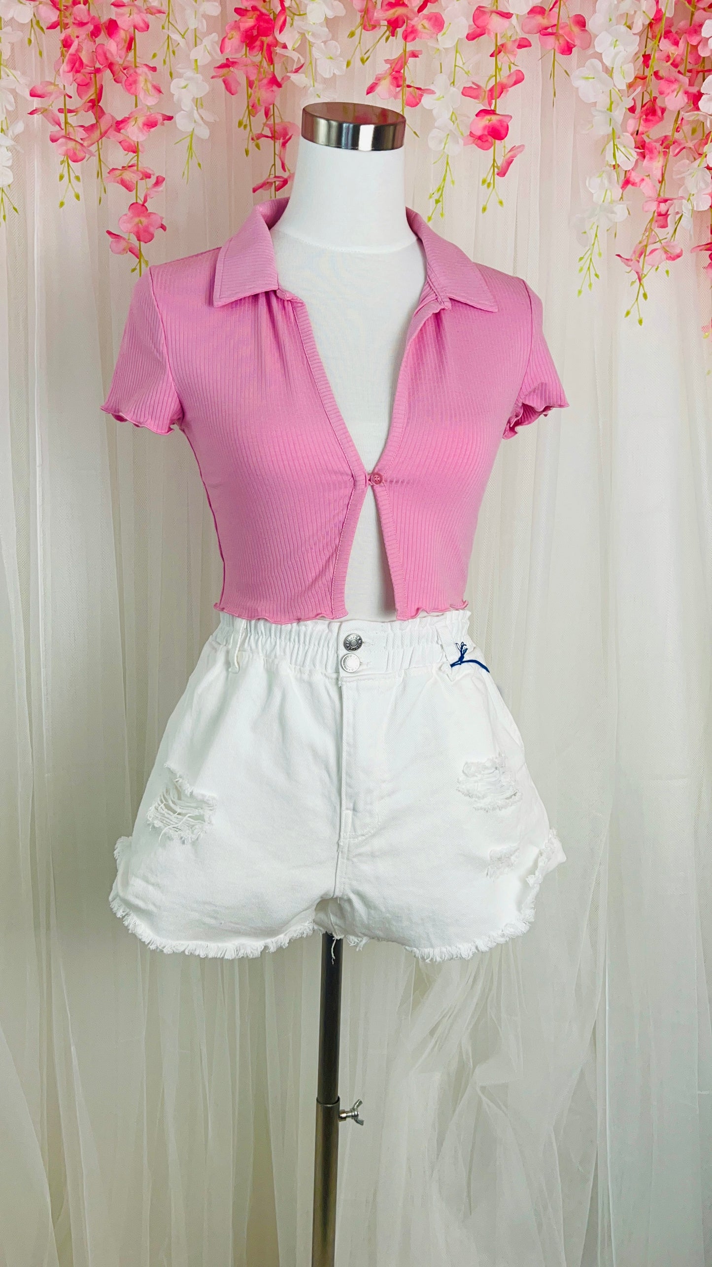 Button Front Crop Top