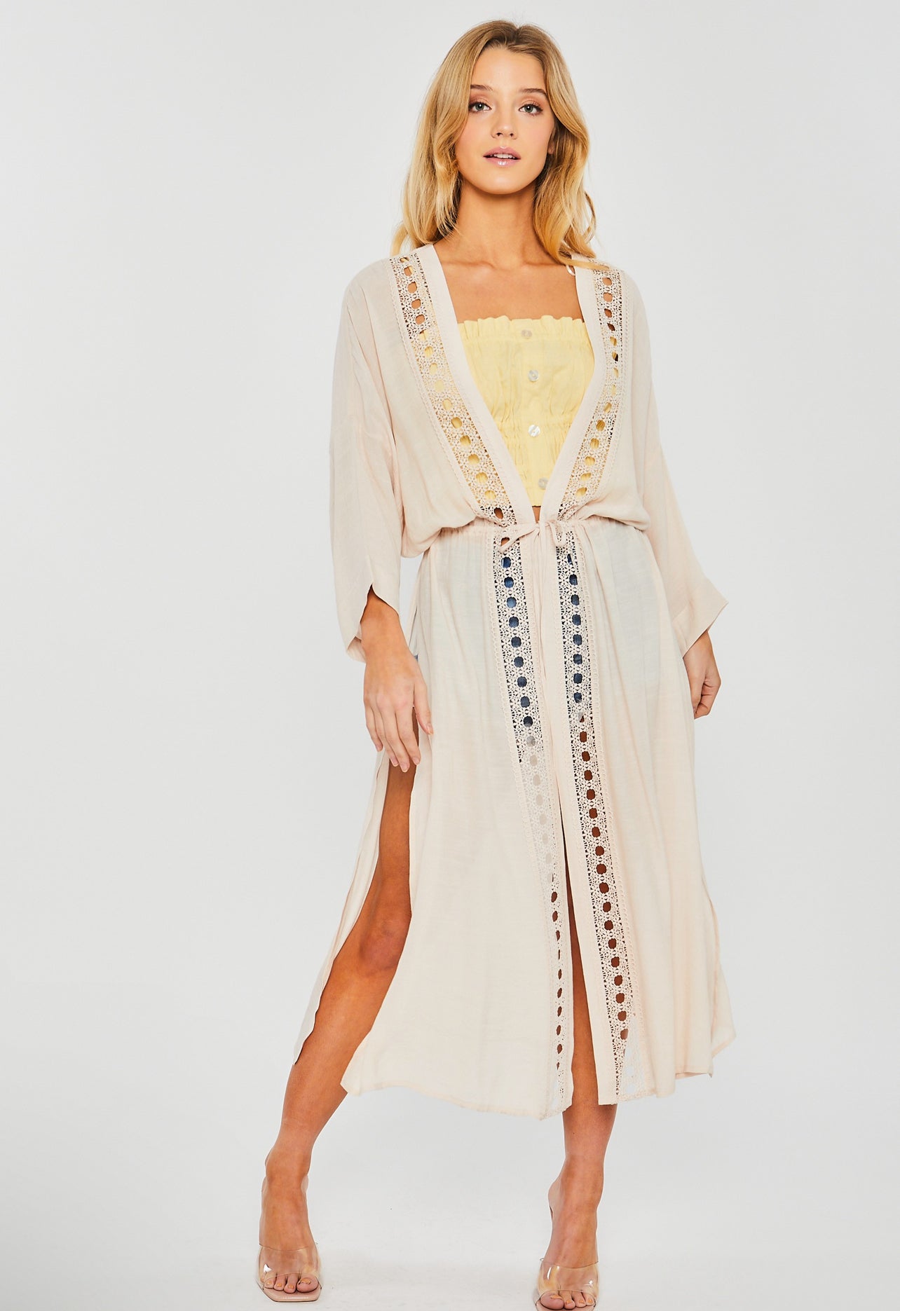 Slub Gauze Maxi Kimono