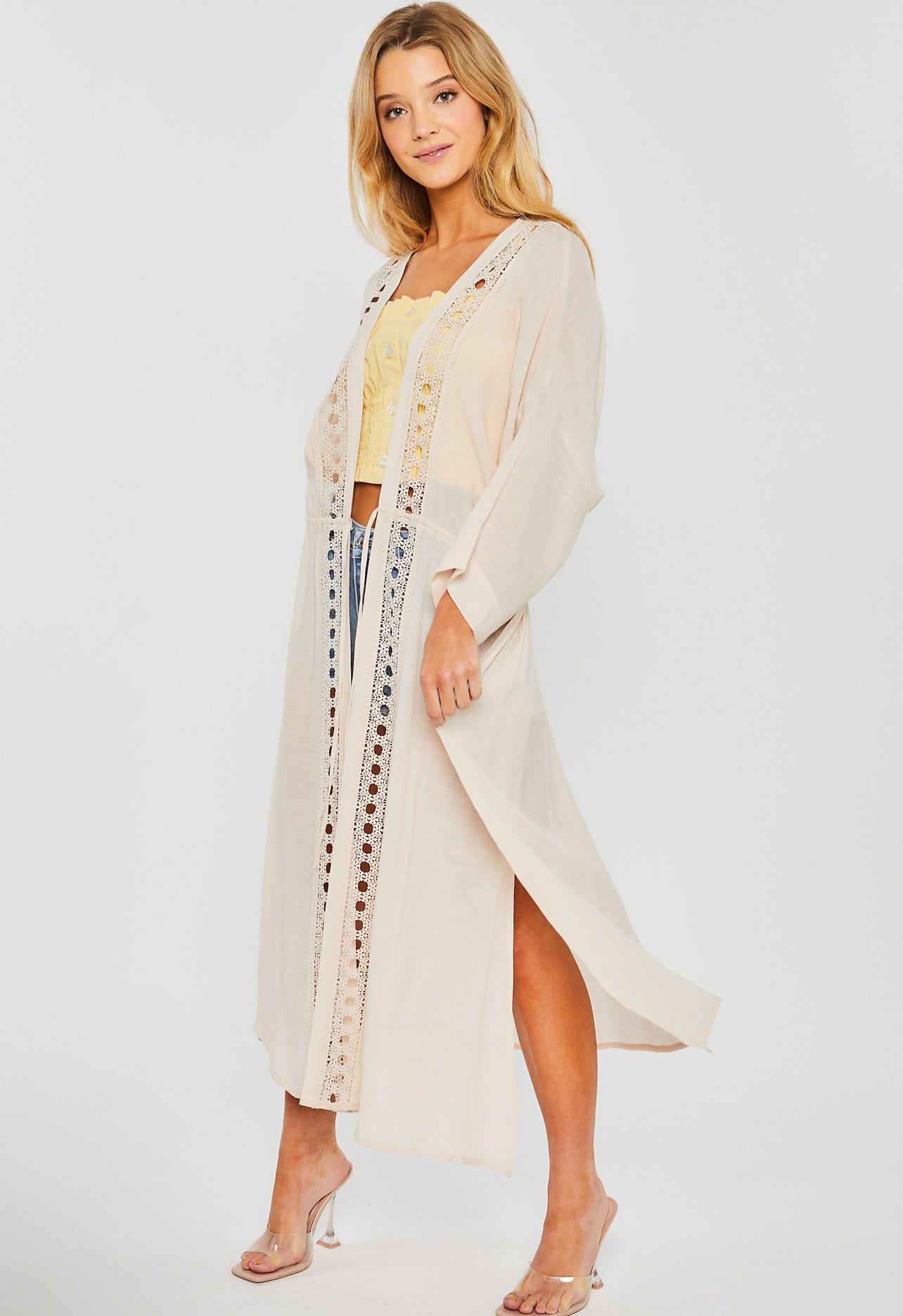 Slub Gauze Maxi Kimono