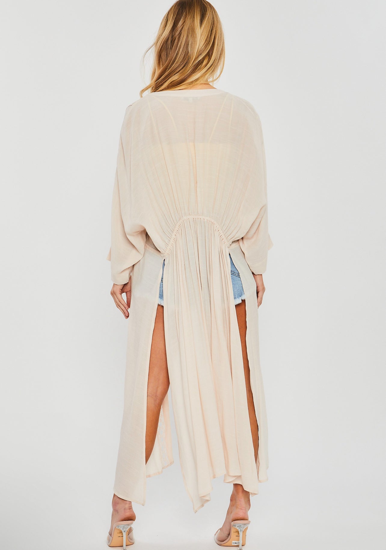 Slub Gauze Maxi Kimono